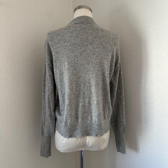 Everlane Mock Neck Cashmere Sweater Ribbed Long Sleeve Lightweight Heather Grey - Picture 2 of 10